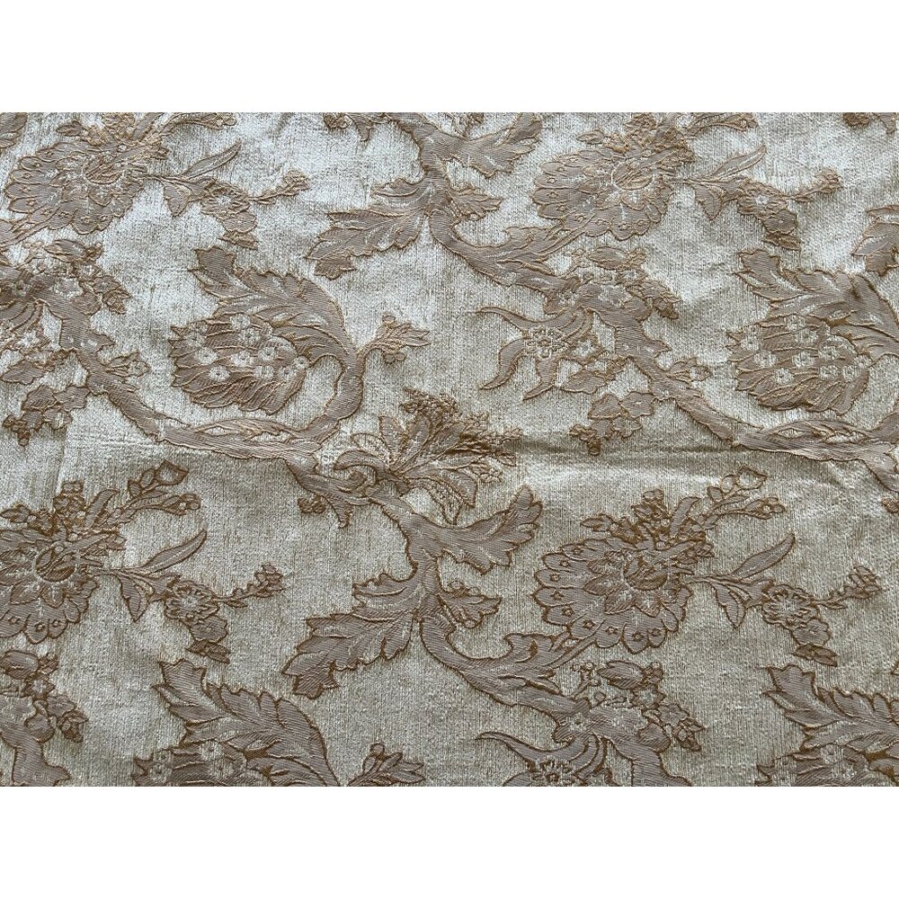 Vintage Gold Wheat Chenille Jacquard Upholstery Fabric Floral Acanthus Leaf